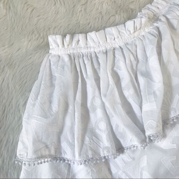 PARKER White One Shoulder Top Blouse Cotton Long Sleeve Ruffle Tassel XS New - Picture 7 of 16